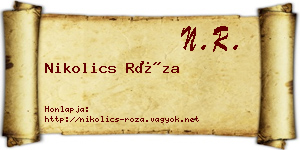 Nikolics Róza névjegykártya